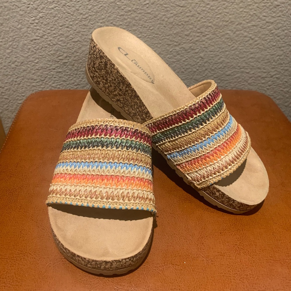 🌟EUC🌟 CL by Laundry - Woven Cork Wedge Sandal - Size 7